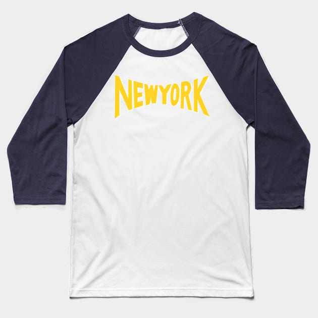 New York Vintage Style Yellow Baseball T-Shirt by FireflyCreative